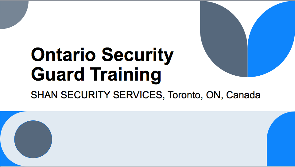 ONTARIO SECURITY GUARD TRAINING